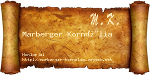 Marberger Kornélia névjegykártya
